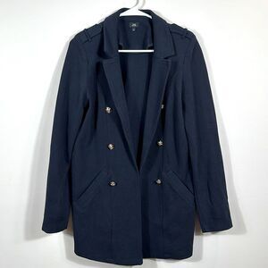 River Island Navy Blue 100% Cotton Blazer Jacket Size 8